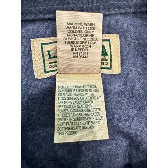 L L Bean Men's Large 0MT03 Heather Blue Flannel Chamois Cloth Soft Outdoor Shirt - Picture 10 of 10